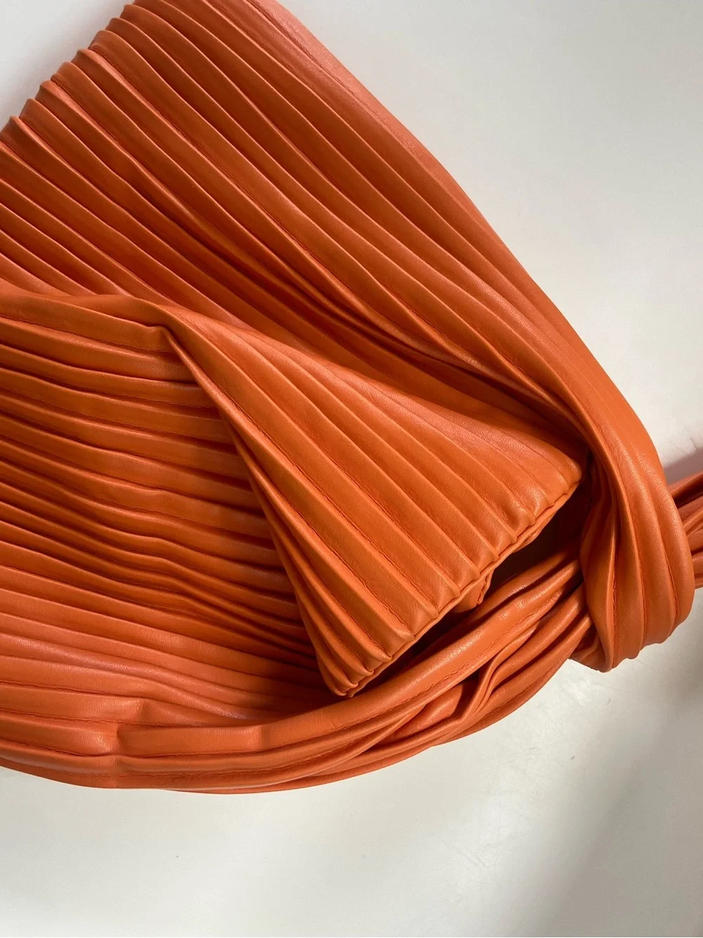 Orange Pleated Knot Hobo Bag - Unbranded